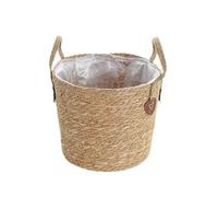 Pot de Fleurs en Osier tressé avec Anse, Panier de Rangement pour Jouets, Panier de Rangement avec poignée, Fait à la Main (S)