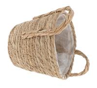 Pot de Fleurs en Paille Jonc de Mer 20cm Khaki, Rétro, Poignées de Panier