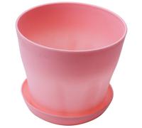 Pot De Fleurs En Plastique 14cm / 5.51 ", Planteur De Plantes Avec Plateau À Soucoupe, Rond Et Brillant, Décor De Jardin De Maison, Calibre Supérieur Rose