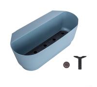Pot de fleurs en plastique à suspendre pour balustrade de balcon conçu pour contenir une variété de plantes en toute sécurité avec un design élégant et soucieux de l'espace (bleu)