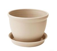 Pot de fleurs en plastique avec profil arrondi et épaisseur de paroi uniforme pour un soutien fiable pendant les cycles de plantation saisonniers (beige + fond)