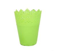Pot de fleurs en plastique percé en forme de couronne - Design creux pour la décoration de la maison et du jardin - Vase de rangement léger pour plantes grasses, rose (vert)