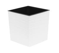 Pot de fleurs en plastique sculpté Juka 40 cm et bac d'interieur, blanc