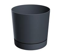 Pot de fleurs en plastique XL avec soucoupe - Rond - Anthracite - Diamètre 47 cm - Grand pot de fleurs avec fond amovible - Résistant aux UV - Décoration de jardin - Pot de fleurs résistant au gel