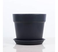 Pot de fleurs en résine avec bac de stockage d'eau et drain de trop-plein pour une hydratation constante des plantes (noir)