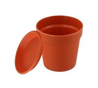 Pot de fleurs en résine avec plateau de stockage d'eau et drain de trop-plein pour une hydratation constante des plantes (rouge poterie)