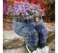 Pot de fleurs en résine en forme de jean - Design unique pour intérieur et extérieur, jardin, terrasse, balcon - Bleu (#2)