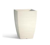 POT DE FLEURS CARRÉ H40 RÉSINE IVOIRE RUGUEUX POTS JARDIN MADE EN ITALY