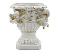 Pot de fleurs en résine résistant aux intempéries pour l'extérieur (A) | Design européen élégant, forme d'ange charmante, finition beige, idéal pour les villas et les jardins