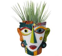 Pot de fleurs en résine visage pour sculpture 17,8 x 11,4 cm résine | Design unique du visage, art abstrait, esthétique rétro, accroche-regard pour n'importe quelle pièce