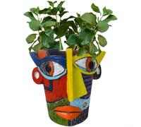 Pot de fleurs en résine visage pour sculpture 17,8 x 11,4 cm résine | Design unique du visage, art abstrait, esthétique rétro, accroche-regard pour n'importe quelle pièce