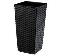 Pot de fleurs en rotin KADAX, jardinière avec insert, 40 cm, noir