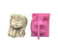 Pot de fleurs en silicone pour fille - Décoration en béton - Outils de décoration pour plantes succulentes - Pour la fabrication de fournitures - Jolie couronne - En silicone - Porte-stylo