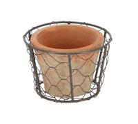 Pot De Fleurs En Terracotta Vieilli 8Cm De Haut Panier Rond En Fil Esschert
