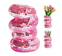 Pot de fleurs en verre avec miroir - Boule disco - Petite boule disco - Pot décoratif