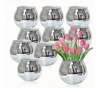 Pot de fleurs en verre miroir élégant, pot de fleurs en éclats de verre mosaïque réfléchissants, convient pour la décoration de la maison, la décoration du jardin, le vase décoratif d'intérieur/extéri