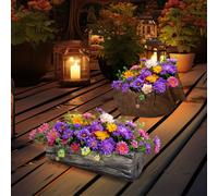 Pot de Fleurs Extérieure Lampe Solaire LED Tronc D'Arbre Ancien Vase Jardin 2er