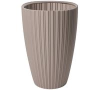 Pot de fleurs FANCY - Plastique - Taupe - Ronde - Ø40xH58cm - Garden ID