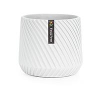 Pot de fleurs Fox & Fern, pots de fleurs d'intérieur de 8 pouces, pots blancs pour plantes d'intérieur, pots blancs pour plantes d'intérieur - Texture de ligne 3D - Polystone - Blanc mat