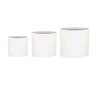 Blumfeldt Lot de pots de fleurs Fox&Fern – Ø 30 cm, avec évacuation d'eau, blancs, S/M/L