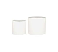 Pot de fleurs - Gendt - Lot de 2 tailles L/XL - En ciment et fibre de verre - Blanc