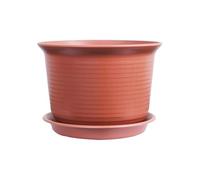 Pot de fleurs grand format extérieur, diamètre 18 cm, anthracite, avec soucoupe, bac à plantes, résistant aux intempéries, pour l'intérieur et l'extérieur, en plastique, avec trop-plein, rouge