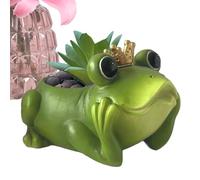Pot de fleurs grenouille avec couronne en résine | Porte-ustensiles, décoration d'intérieur, vase décoratif, récipient de jardin pour terrasse, pelouse