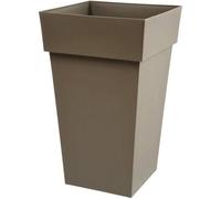 Pot de fleurs haut Carré 39 cm - EDA - Toscane - 62 L - 39 x 39 x H. 65 cm - Taupe