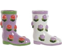 Pot de fleurs Home ESPRIT Blanc Violet Bottes Dolomite 21 x 11 x 22 cm (2 pièces)
