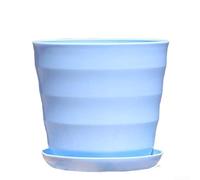 Pot de fleurs imitation texture subtile avec drainage utilitaire pour plantes d'intérieur naturalistes en plastique pour la maison, le bureau, le salon et l'espace d'étude (bleu)