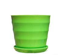 Pot de fleurs imitation texture subtile avec drainage utilitaire pour plantes d'intérieur naturalistes en plastique pour la maison, le bureau, le salon et l'espace d'étude (vert)