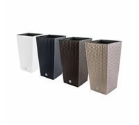 Prosperplast Pot de fleurs Rato Square, avec insert de plantation (largeur 29 x hauteur 55 x profondeur 29 cm, mocca)