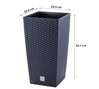 Pot de fleurs jardinière + insert bac à fleurs hauteur aspect rotin RATO...