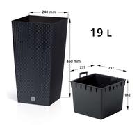 Pot 19L de fleur avec insert Prosperplast Rato Square anthracite DRTS240-S433