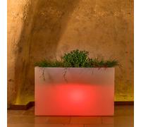 POT DE FLEURS JARDINIÈRE RÉSINE LED TERRASSE RECTANGULAIRE H50 JARDIN MADE ITALY