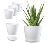 Pot de fleurs KADAX avec dessous de plat, en plastique, rond, 20 cm, blanc, 3...