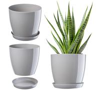 Pot de fleurs KADAX avec dessous de plat, en plastique, rond, 28 cm, gris
