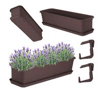 Pot de fleurs KADAX avec dessous de plat et poignées, 60 cm, marron