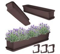 Pot de fleurs KADAX avec dessous de plat et poignées, 80 cm, marron