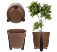KADAX Pot de fleurs avec insert intérieur, en plastique, rond, pour intérieur et extérieur (marron, 30 cm), K9921