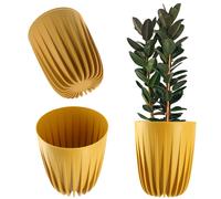 Pot de fleurs KADAX avec insert, en plastique, rond, 30 cm, jaune foncé