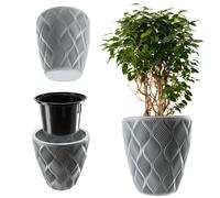 KADAX Pot de Fleurs Haut, Jardinière en Plastique de Grande Taille avec Motif Moderne pour Sublimer Votre Intérieur ou Extérieur, Bac à Fleur (Gris, 32.5 cm)