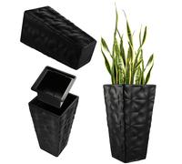 KADAX Pot de fleurs avec effet 3D, bac à fleurs en plastique, en 4 couleurs, bac à plantes avec insert et poignées pratiques, pot en plastique, pot pour plantes d'extérieur (noir, hauteur : 55,5 cm)