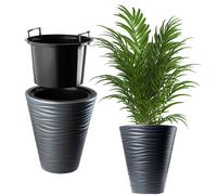 Pot de fleurs KADAX avec insert, jardinière ronde, 40 cm, anthracite