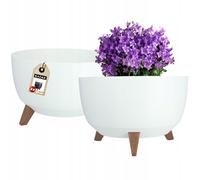 Pot de fleurs KADAX, bol de fleurs rond, 40 cm, blanc, 2 pièces