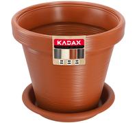 KADAX Pot de Fleurs en Plastique, 4 Couleurs, Pot de Plantes avec Soucoupe, Pot de Plantes, Pot de Plantes avec Motif incisé, Pot de Fleurs en Plastique, Pot de Fleurs Rond (∅ 55 cm, Terracotta)
