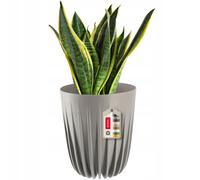 Pot de fleurs KADAX en plastique avec matériaux naturels, 30 cm, gris