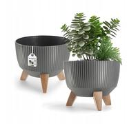 Pot de fleurs KADAX en plastique avec trois supports, 24 cm, anthracite