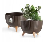 Pot de fleurs KADAX en plastique avec trois supports, 33 cm, marron