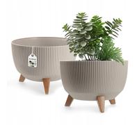 Pot de fleurs KADAX en plastique avec trois supports, 33 cm, taupe